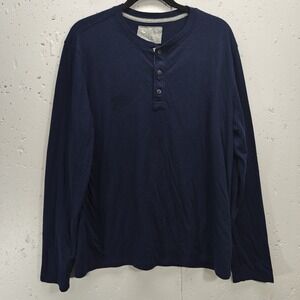 Gap Womens Large Quarter Button Top Navy Blue Long Sleeve‎